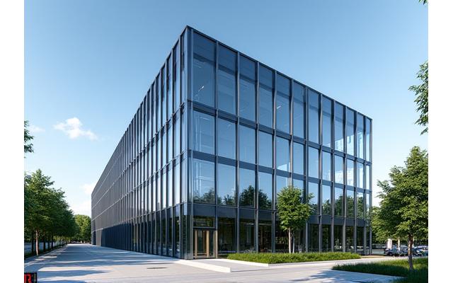 Exterior view of a modern office building in Lausanne, Switzerland