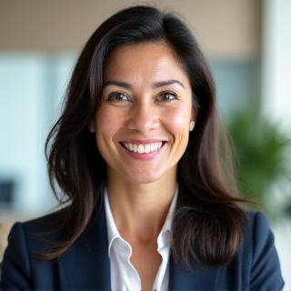Portrait of Customer Success Officer Maria Costa, a woman smiling proactively.