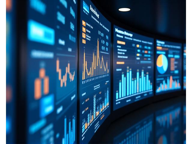 Interactive digital charts and graphs displaying financial data, cost breakdowns, and trend analysis, representing detailed fleet cost analytics.