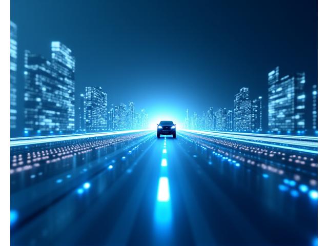 Abstract representation of a streamlined, efficient digital fleet management system with interconnected vehicles and data points, set against a backdrop of Swiss precision.