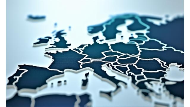 Abstract map of Europe with highlighted Swiss and EU borders, symbolizing legal navigation and compliance