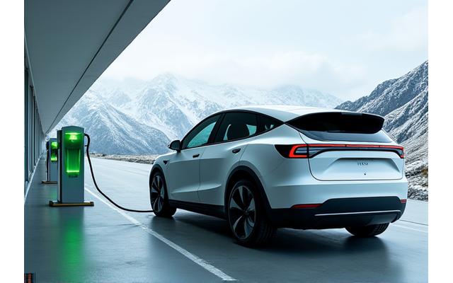 Modern electric vehicle charging at a station, representing eco-friendly imports